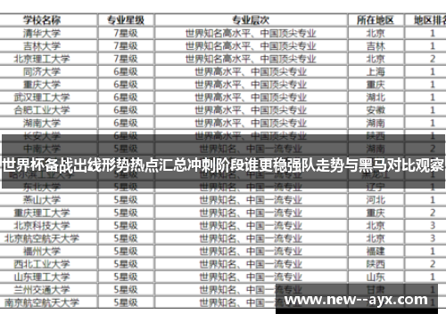 世界杯备战出线形势热点汇总冲刺阶段谁更稳强队走势与黑马对比观察 世界杯备战出线形势热点汇总冲刺阶段谁更稳强队走势与黑马对比观察